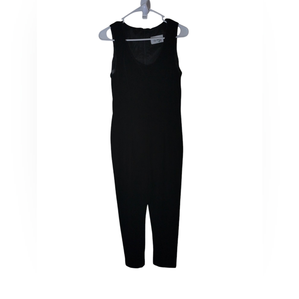 Velvet Jumpsuit Women's Black S-M Whimseygoth Dressy‎ Boho Retro Tapered Leg Vtg